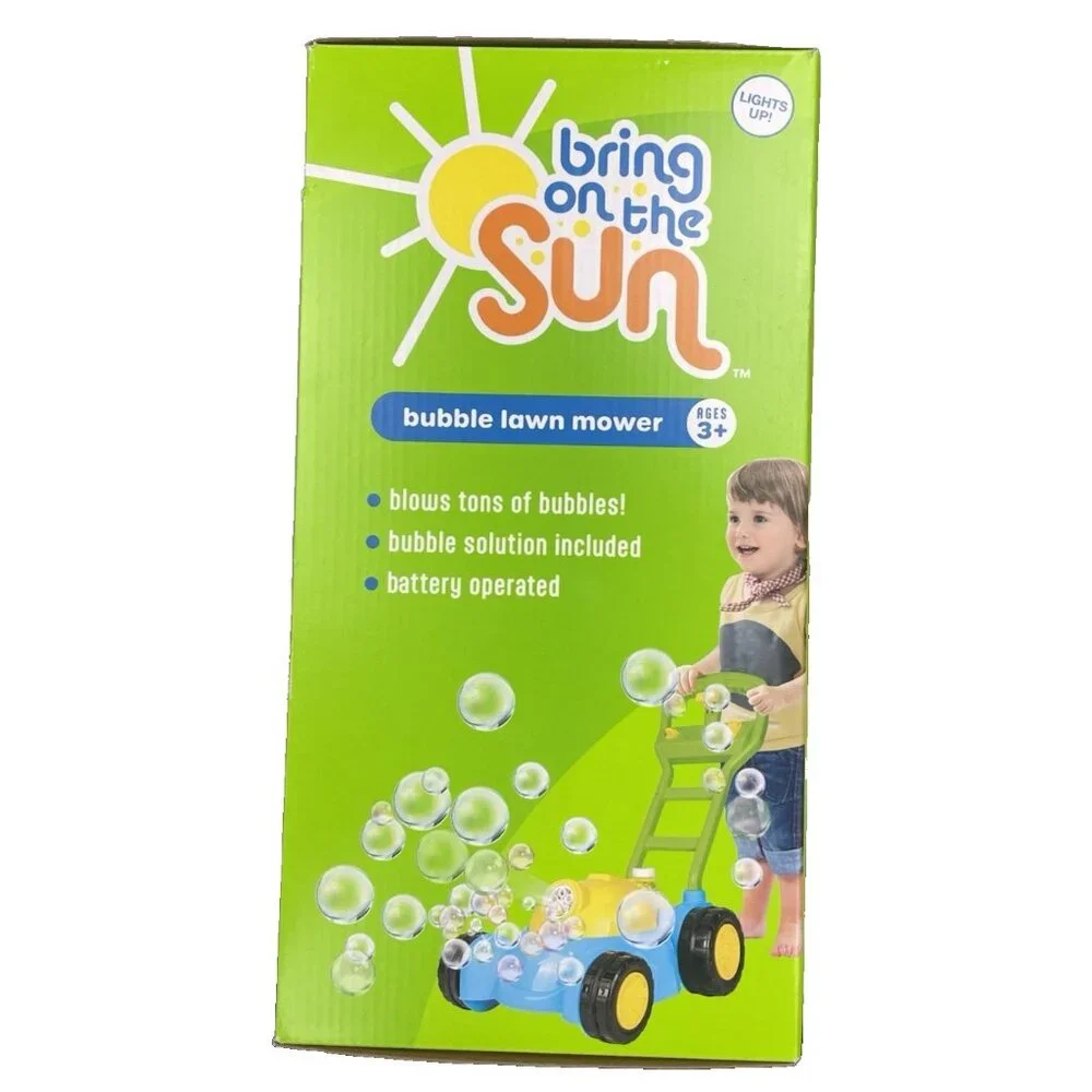 TODDLER TOY'S Bring On The Sun Bubble Lawn Mower Lights Up! AGES 3+